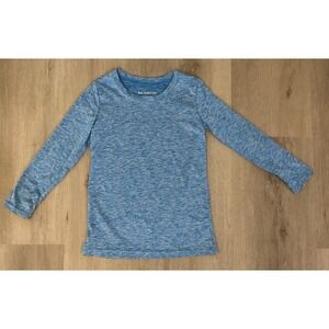 Real Essentials Kids Blue Space Dye Long Sleeve Active‎ Performance Tee Small